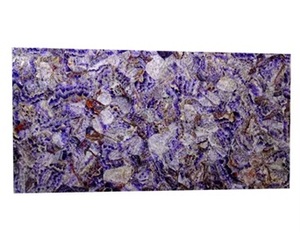 หินอเมทิสต์สีม่วงสำหรับเคาน์เตอร์ครัว หินอ่อนธรรมชาติแบบมีไฟส่องด้านหลัง สำหรับโต๊ะอาหาร ใช้ในบ้าน - Product Image 3