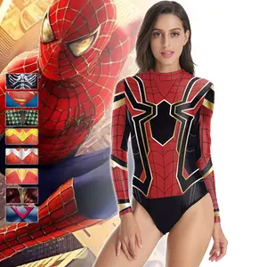 COSPLAY Quick-Drying Customized Full Printing Super Hero Long Sleeve Swimsuit,Fitness Swimwear For Marvel/Spider-man