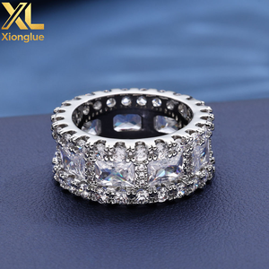 Cross-border Bestseller Europe America Custom Mixed-stone T-shaped Cubic Zirconia 18K Gold Plated Claw Setting Unisex <b>Ring</b> - Product Image 5
