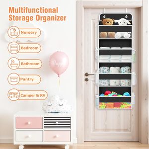 Over The Door Organizer 10 Pockets Black Hanging <b>Storage</b> For Bedroom Dorm With Side Mesh Pockets - Product Image 6