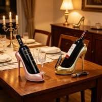 Porte-bouteille élégant en forme de talon aiguille, support à vin décoratif moderne en ABS pour la décoration de table de bar de luxe à domicile