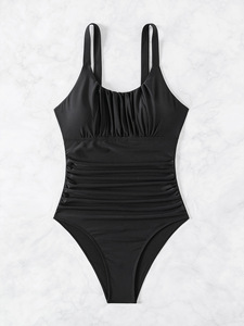 Women's One Piece Swimsuits Custom Ruched Slimming Plunge Neck Adjustable Spaghetti Straps Front Quick Dry Breathable - Product Image 5