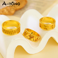 Bague large plaquée or, motif géométrique ajouré vintage, bijou pour femme