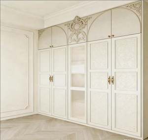 Armario de Madera con Puertas de Vidrio, Estantes Ajustables, Barras para Colgar y Compartimentos con Cajones para Ropa y Accesorios de Dormitorio - Product Image 6