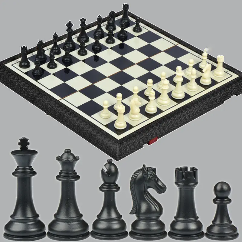 Set di scacchi e dama in legno GIBBON con cassetto portaoggetti/giochi da tavolo classici 2 in 1 ponderati