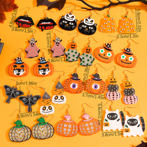 Pendientes de Acrílico de Halloween 2025, Diseño de Araña, Murciélago, Esqueleto, Bruja, Fantasma, Dibujos Animados, Ligeros, para Mujer - Product Image 6
