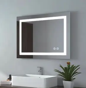 Dokunmatik anahtarı ile Modern akıllı wifi led banyo akıllı ayna dikdörtgen ışık duvar aynası