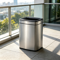HONGDEC Double Layer square Open Top Waste Bin Liner Retaining Ring Waterproof Fingerprint Proof Hidden Trash Can
