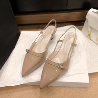 Sandales Baotou élégantes style mondaine, talons hauts français pour femmes, talons aiguilles à porter avec des robes, inspirées de Chanel, à bout ouvert