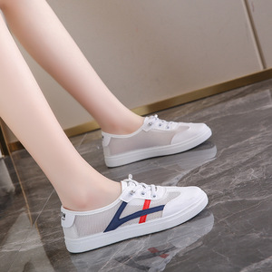 Ladies Round Toe Simple White Shoes Fashion Trend <strong>Women</strong> Casual Walking Shoes Lace up Shallow Mouth Convenient Ladies <strong>Trainers</strong> - Product Image 4