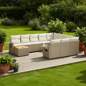 Conjunto de Sofás de Jardín de Ratán Beige Moderno, Muebles Modulares para Exteriores con Capacidad para Más de 10 Personas - Product Image 2