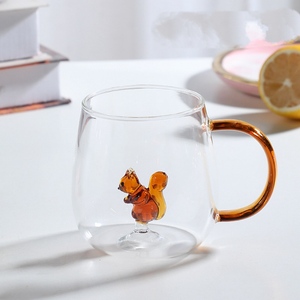Caneca de Vidro Transparente Personalizada com Padrão de Animal 3D Resistente ao Calor Única e Fofa com Cabo Colorido - Product Image 3