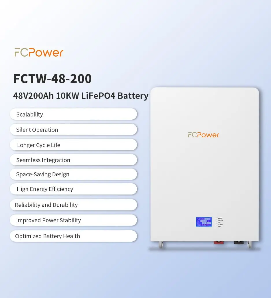 FCPower toptan pil kutusu BMS güneş duvara monte pil Lifepo4 48v wifi 200ah im im pil duvara monte