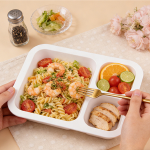 Barquette alimentaire jetable en PP blanc à 3/4 compartiments, thermoscellable, micro-ondable, pour la préparation de repas, à emporter, type bento, pour la restauration rapide - Product Image 4