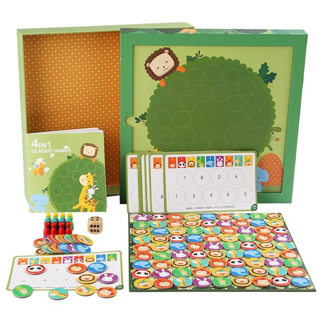 Wholesale Custom Children's 4 in 1 Peg Matching Flying Chess Board Games Educational Learning Playing Gift Toys for Kids