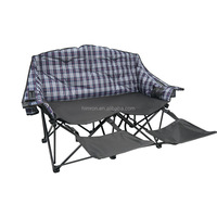 Fauteuil inclinable portable en tissu Oxford double, pliable, de luxe, avec repose-pieds pour les loisirs en plein air, structure en métal