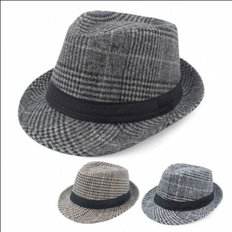 Feddery MoW Daily Check Fedora Hat Perruque Plain Design Polyester et Paille Matériel pour les Fêtes d'été d'hiver Enfants Groupe d'âge - Product Image 1