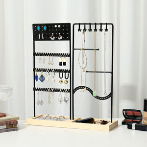 Présentoir à bijoux en bois de fer détachable plateau de rangement suspendu pour boucles d'oreilles colliers accessoires Design moderne - Product Image 6