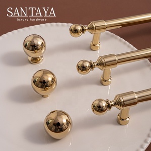 Santaya Solid Brass Kitchen Cabinet Handle PVD Gold Furniture Pulls Wardrobe Long Handles <strong>Dresser</strong> Drawer <strong>Knobs</strong> - Product Image 2