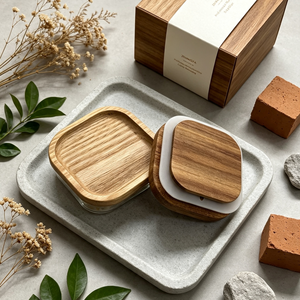 Frasco de Vidrio Alemán de Calidad Resistente al Calor para Almacenamiento de Alimentos con Tapa Redonda Cuadrada de Madera de Acacia, Recipiente Hermético para Cocina - Product Image 6