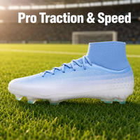 Chaussures de football professionnelles à tige haute, légères, respirantes, pliables, imperméables, crampons pour terrain ferme, pour hommes, pour l'extérieur
