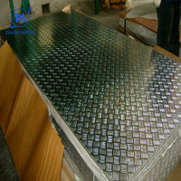 1060 3003 5052 Lembaran Aluminium Embos Lima Garis Anti Selip Plat Aluminium Bermotif Kotak-Kotak untuk Kendaraan Konstruksi