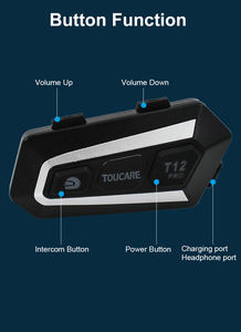 Casque Intercom Bluetooth 5.1 T12 PRO pour <span class=keywords><strong>Moto</strong></span> - Étanche IP67, Interphone Mains Libres 1200m pour 3 Motards - Product Image 5