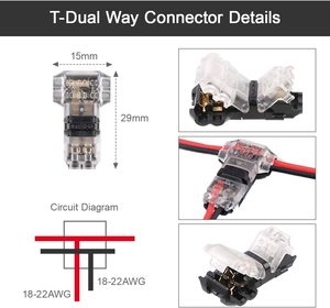 <span class=keywords><strong>Max</strong></span> DC/AC 300V 10A Self Stripping <span class=keywords><strong>T</strong></span> Tap Wire Splicer ramas a cable principal 2 Pin <span class=keywords><strong>T</strong></span> conector para coche iluminación LED Video - Product Image 5