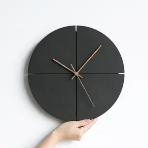 2019 EMITDOOG काले वर्ग आधुनिक रचनात्मक लकड़ी चुप डिजिटल दीवार घड़ी