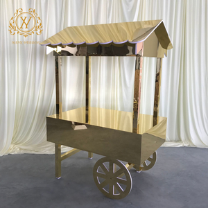Chariot de présentation de gâteaux et de desserts en acrylique doré pour mariage et fête, vente chaude transfrontalière, avec roues - Product Image 4