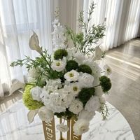 Boule de fleurs en hydrangea en soie verte et blanche, toucher réel, 40 cm, avec guirlande de 70 cm, pour décoration de table de mariage, fleur de mariage