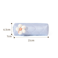 Pochette cosmétique matelassée florale, organiseur de pinceaux de maquillage cylindrique, trousse de voyage zippée en polyester pour femmes