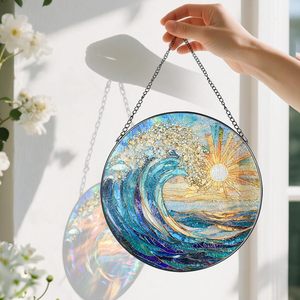 Adorno de Cristal para Ventana con Diseño de Flor de Glicinia, Atrapasueños Art Deco, Decoración para el Hogar, Morado y Azul, Regalo de Cumpleaños para Mujer - Product Image 4