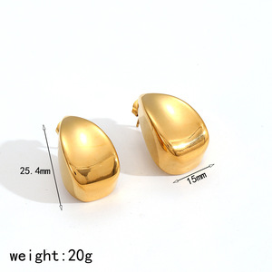 Pendientes de acero inoxidable con forma de lágrima para mujer, joyería de moda de Color dorado, pendientes con diseño de bloques TE60316 G - Product Image 4
