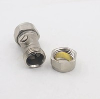Vannes d'isolation à compression 15 mm et 22 mm pour conduites d'eau chaude et froide 15 mm, finition chromée, commande d'arrêt à quart de tour chromée