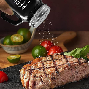 Conjunto Personalizado de 4 oz de Frascos de Vidro para Temperos em Preto e Branco com Tampas de Metal para Decoração de Cozinha - Product Image 4