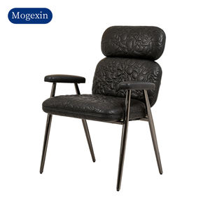 Fauteuil d'appoint en cuir à dossier haut et à oreilles, de style moderne et luxueux, pour restaurant commercial, petits espaces, bureau, hôtel, lecture - Product Image 5