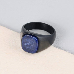 Pietre preziose personalizzate 316 acciaio inossidabile lapislazzuli pietra naturale anelli IP gioielli neri per donna <span class=keywords><strong>uomo</strong></span> <span class=keywords><strong>elegante</strong></span> Finger <span class=keywords><strong>accessori</strong></span> - Product Image 3