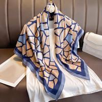 Écharpe en twill à impression numérique personnalisée pour femmes musulmanes, hijab Bawal Tudung imprimé en satin crêpe, WJ1007F