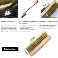 Brosse de nettoyage professionnelle en laiton pour four à pizza et gril, avec manche long de 43 pouces en cuivre et aluminium
