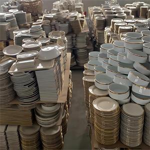 2025 nóng bán giá rẻ gốm tấm trắng với vàng rim món ăn & tấm Cổ Phiếu số lượng lớn Vàng tấm bộ đồ ăn bán bởi tấn - Product Image 5