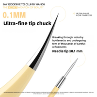 Pince à épiler Dolphin Tip à pointe ultra fine, kit de suppression des points noirs jaune beurre, aiguille à acné en acier inoxydable pour soins de la peau et cils
