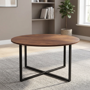Modern European Walnut Wooden <b>Tray</b> <b>Table</b> Top Durable Metal Iron Cross Stand Black Brown Home Hotel Living Room Furniture - Product Image 3