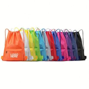 Sac de sport unisexe imperméable avec cordon de serrage, logo et image personnalisés, motif élégant en polyester avec poignée souple et ceinture confortable - Product Image 4