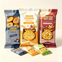 Sachet souple imprimé OEM avec fermeture dorsale pour emballage de barres chocolatées, barres énergétiques, barres protéinées et snacks