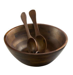 Elegante Juego de Tazones de Madera de Acacia para Servir Ensaladas con Cucharas y Tenedores Ecológicos Hechos a Mano - Product Image 1