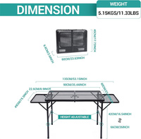 Table de camping pliable réglable en hauteur pour pique-nique, randonnée, plage, barbecue, extérieur, portable
