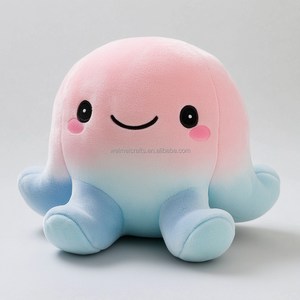 Peluche de <span class=keywords><strong>Pulpo</strong></span> Grande <span class=keywords><strong>Reversible</strong></span> con Diseño Lindo Bordado Personalizado, <span class=keywords><strong>Rojo</strong></span> y Rosa, Súper Suave, Empaquetado en Bolsa OPP - Product Image 5