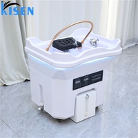 KISEN Bac à shampoing portable moderne pour salon de beauté, hauteur réglable, avec tube en U doré, en stock