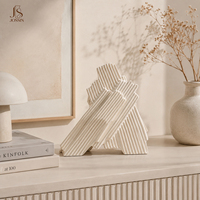 Vase à fleurs en céramique géométrique moderne Jossin, côtelé blanc, accessoires d'art sculptural pour la décoration de table de salon et de la maison